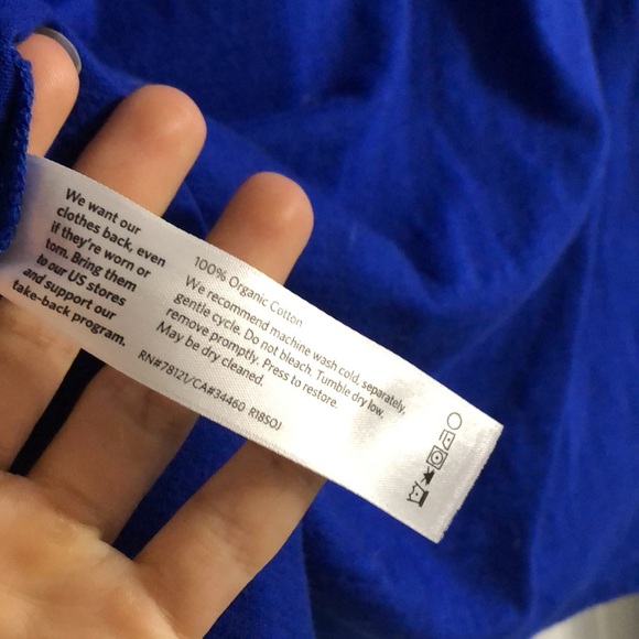 Eileen Fisher Long Sleeve Boatneck High-Low Hemline 100% Cotton Shirt in Blue - Picture 8 of 8